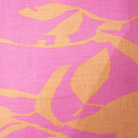 Hobbysew - 100% LINEN 14x14 PRINTED FABRIC - TROPICAL LEAFS 1