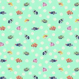 TULA PINK FLORAL REEF - SCHOOL CROSSING - SEAFOAM