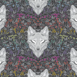TULA PINK GRAYWORK - WOLF OF PINK STREET - CARBON