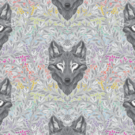 TULA PINK GRAYWORK - WOLF OF PINK STREET - FOG