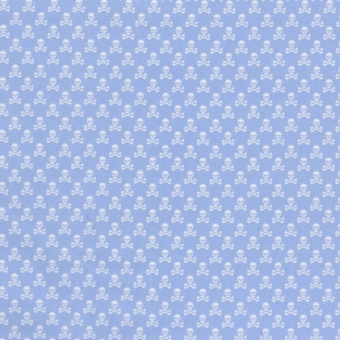 Skulls Printed Cotton - Light Blue